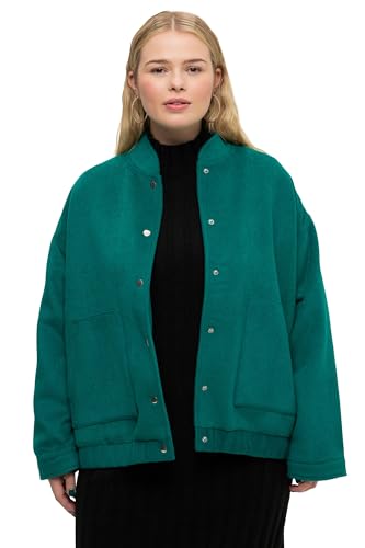 Studio Untold Damen große Größen Übergrößen Plus Size Blouson, oversized, Wolloptik, Collegekragen, elastischer Saum dunkler smaragd 50+ 827431768-50+ von Studio Untold