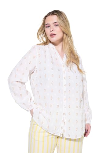 Studio Untold Damen große Größen Übergrößen Plus Size Bluse, Loose Shape, Webmuster, Ballon-Langarm hell-beige 58+ 840761660-58+ von Studio Untold
