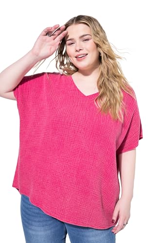 Studio Untold Damen große Größen Übergrößen Plus Size Blusenshirt, Oversized, Musselin, V-Ausschnitt pink 42+ 834514520-42+ von Studio Untold