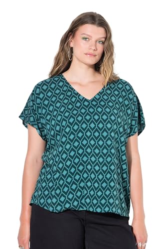 Studio Untold Damen große Größen Übergrößen Plus Size Blusenshirt, Oversized, Rauten mitternachtsgrün 46+ 842271137-46+ von Studio Untold
