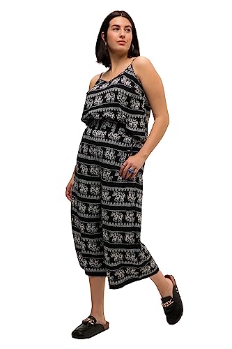 Studio Untold Damen große Größen Übergrößen Plus Size Culotte, weites Bein, High Waist, Elefanten Print, Elastikbund schwarz 48 822351100-48 von Studio Untold