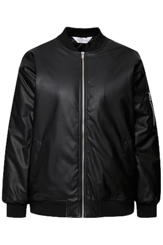 Studio Untold Damen große Größen Übergrößen Plus Size Fake-Lederblouson, Collegekragen, Zipper schwarz 50+ 832735100-50+ von Studio Untold