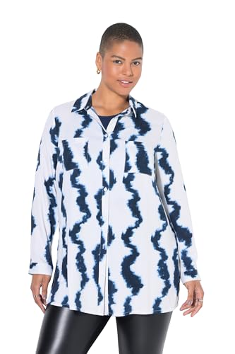 Studio Untold Damen große Größen Übergrößen Plus Size Hemdbluse, Boxy Shape, Batik-Print dunkel blau 54+ 842611741-54+ von Studio Untold