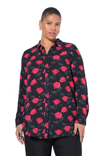 Studio Untold Damen große Größen Übergrößen Plus Size Hemdbluse, Boxy Shape, XL Rosen schwarz 42+ 843633100-42+ von Studio Untold
