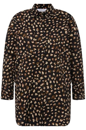 Studio Untold Damen große Größen Übergrößen Plus Size Hemdbluse, Oversized, Leo Print, Hemdkragen, Langarm schwarz 46+ 822547100-46+ von Studio Untold