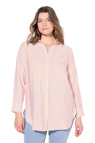 Studio Untold Damen große Größen Übergrößen Plus Size Hemdbluse, Straight Shape, Streifen rotorange 50+ 839041663-50+ von Studio Untold