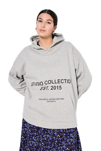 Studio Untold Damen große Größen Übergrößen Plus Size Hoodie, Oversized, Statement, Kängurutasche, Kapuze hellgrau mélange 46+ 837731134-46+ von Studio Untold