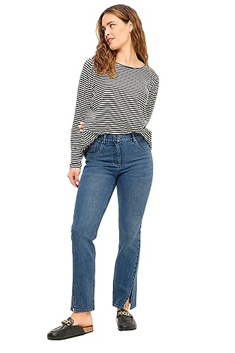 Studio Untold Damen große Größen Übergrößen Plus Size Jeans, Straight Fit, Saumschlitz, 5-Pocket Blue Denim 42 823157902-42 von Studio Untold