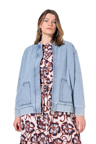 Studio Untold Damen große Größen Übergrößen Plus Size Jeans-Bomberjacke, Steppfutter, verdeckter Zipper Light Blue 54+ 838695901-54+ von Studio Untold