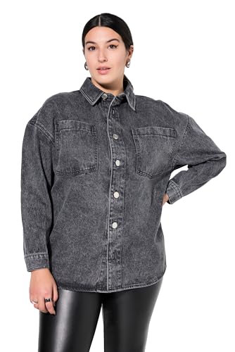 Studio Untold Damen große Größen Übergrößen Plus Size Jeanshemd, Oversized, Hemdkragen, Langarm Black 58+ 838267100-58+ von Studio Untold