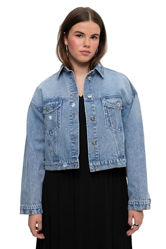 Studio Untold Damen große Größen Übergrößen Plus Size Jeansjacke, oversized, Hemdkragen, Brusttaschen blue denim 50+ 828396902-50+ von Studio Untold