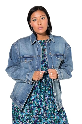 Studio Untold Damen große Größen Übergrößen Plus Size Jeansjacke, Oversized, hellgewaschen Dark Blue Denim 54+ 836255903-54+ von Studio Untold