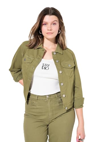 Studio Untold Damen große Größen Übergrößen Plus Size Jeansjacke, Regular Shape, Twill, 4 Taschen moselgrün 50+ 839263630-50+ von Studio Untold