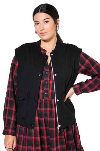 Studio Untold Damen große Größen Übergrößen Plus Size Jersey-Weste, kurzer Boxy Shape, verdeckter Zipper schwarz 50+ 835189100-50+ von Studio Untold