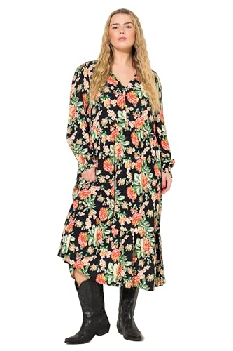 Studio Untold Damen große Größen Übergrößen Plus Size Kleid, A-Line, Flower Print, Langarm schwarz 46+ 833631100-46+ von Studio Untold
