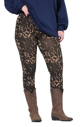 Studio Untold Damen große Größen Übergrößen Plus Size Leggings, High Waist, Tight Fit, Leo pinienbraun 46+ 833472110-46+ von Studio Untold