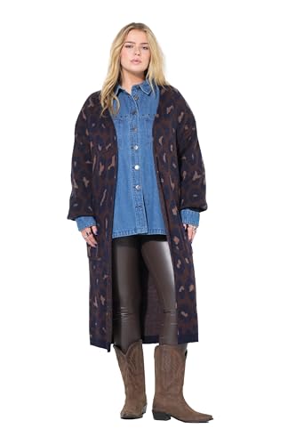 Studio Untold Damen große Größen Übergrößen Plus Size Long-Strickjacke, Oversized, Glitzer-Leo tiefes rehbraun 54+ 836297335-54+ von Studio Untold