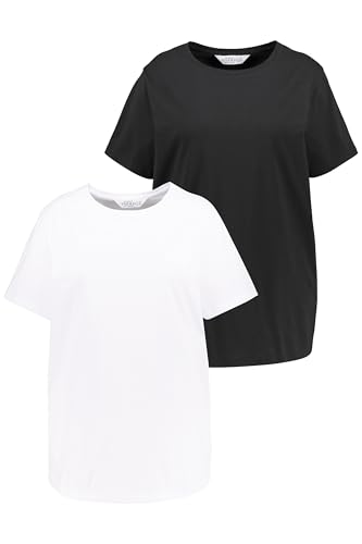 Studio Untold Damen große Größen Übergrößen Plus Size Longshirt, Rundhals, Oversized, Halbarm, Doppelpack schwarz 50+ 799156100-50+ von Studio Untold