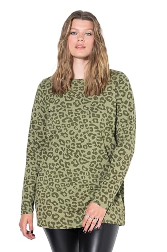 Studio Untold Damen große Größen Übergrößen Plus Size Longsleeve, Classic Shape, Leo-Print palmen grün 42+ 835203430-42+ von Studio Untold