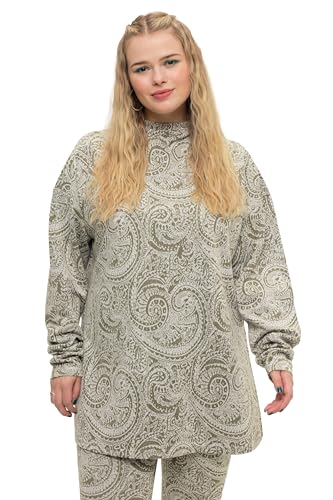 Studio Untold Damen große Größen Übergrößen Plus Size Longsleeve, Oversized, Glitter Paisley, Stehkragen, Seitenschlitze Olive 46+ 827561640-46+ von Studio Untold