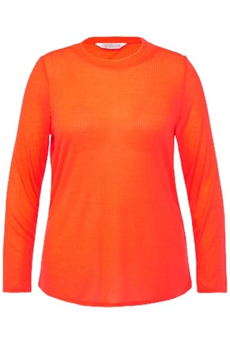 Studio Untold Damen große Größen Übergrößen Plus Size Longsleeve, Slim Shape, Rippjersey, Rundhals, Langarm neon red 46+ 823403567-46+ von Studio Untold