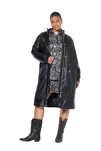 Studio Untold Damen große Größen Übergrößen Plus Size Mantel, Lederoptik, Taillen-Tunnelzug schwarz 58+ 842782100-58+ von Studio Untold