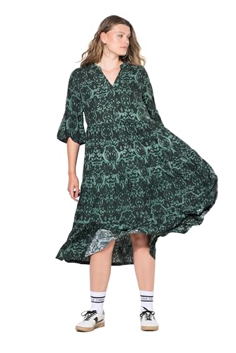 Studio Untold Damen große Größen Übergrößen Plus Size Maxikleid, A-Line, Alloverprint, Volants helles Petrol 50+ 844032431-50+ von Studio Untold