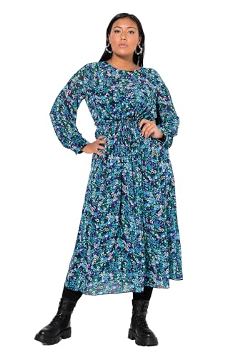 Studio Untold Damen große Größen Übergrößen Plus Size Maxikleid, A-Line, Color-Flowers, Langarm smaragdgrün 50+ 836221463-50+ von Studio Untold