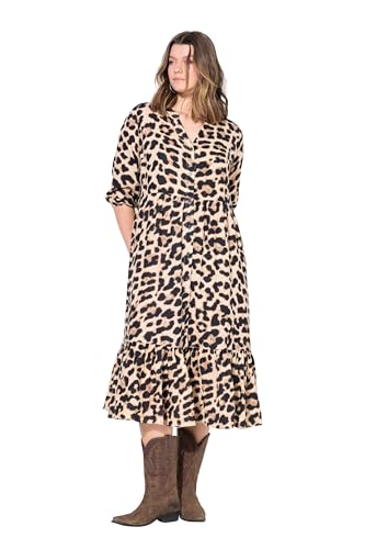 Studio Untold Damen große Größen Übergrößen Plus Size Maxikleid, A-Line, Musselin, Leo beige 42+ 839025300-42+ von Studio Untold