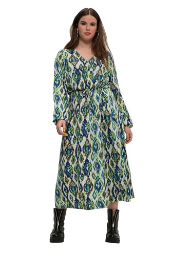 Studio Untold Damen große Größen Übergrößen Plus Size Maxikleid, A-Line, Rauten-Print, V-Ausschnitt, Wickeloptik Lavendel 46+ 828667815-46+ von Studio Untold
