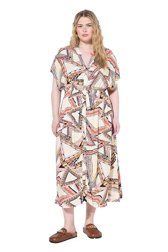 Studio Untold Damen große Größen Übergrößen Plus Size Maxikleid, A-Line, Struktur, Alloverdruck, Knopfleiste hell-beige 42+ 840530660-42+ von Studio Untold