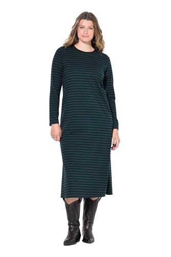 Studio Untold Damen große Größen Übergrößen Plus Size Maxikleid, Jersey mit Ringeln, Langarm mitternachtsgrün 46+ 834391137-46+ von Studio Untold