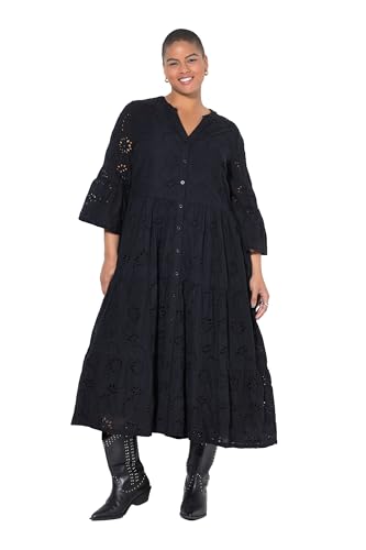 Studio Untold Damen große Größen Übergrößen Plus Size Maxikleid, Lochstickerei, Volants, 3/4-Ärmel schwarz 54+ 842601100-54+ von Studio Untold