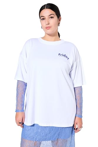 Studio Untold Damen große Größen Übergrößen Plus Size Men-Shirt, Oversized, Rückenprint, Halbarm schneeweiß 46+ 837736200-46+ von Studio Untold