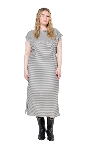 Studio Untold Damen große Größen Übergrößen Plus Size Midi-Jerseykleid, Oversized, Ringel, betonte Schultern schwarz 50+ 840326100-50+ von Studio Untold