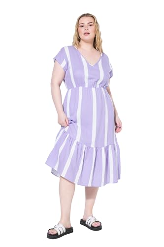 Studio Untold Damen große Größen Übergrößen Plus Size Midikleid, A-Line, Musselin, Streifen Lavendel 54+ 840537820-54+ von Studio Untold