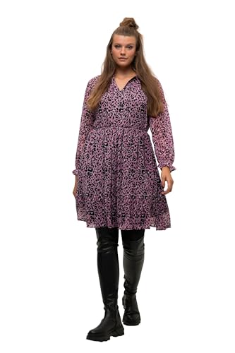 Studio Untold Damen große Größen Übergrößen Plus Size Minikleid, A-Line, Leoprint, Rüschenkragen, Langarm Mauve 46+ 826055811-46+ von Studio Untold