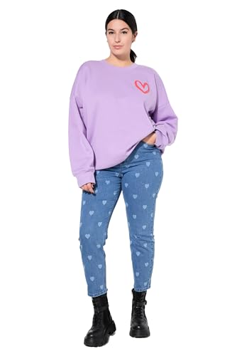 Studio Untold Damen große Größen Übergrößen Plus Size Mom-Jeans, 5-Pocket, Heart-Print Blue Denim 56 837651902-56 von Studio Untold