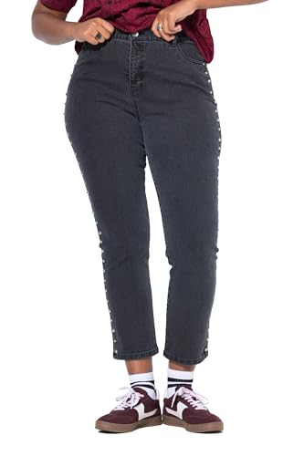 Studio Untold Damen große Größen Übergrößen Plus Size Mom-Jeans, Ziernieten, 5-Pocket, Elastikbund Black 48 844007100-48 von Studio Untold