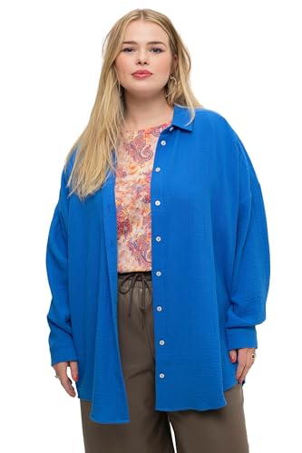 Studio Untold Damen große Größen Übergrößen Plus Size Musselin Bluse, Oversized, Hemdkragen, Langarm lapisblau 54+ 808962760-54+ von Studio Untold