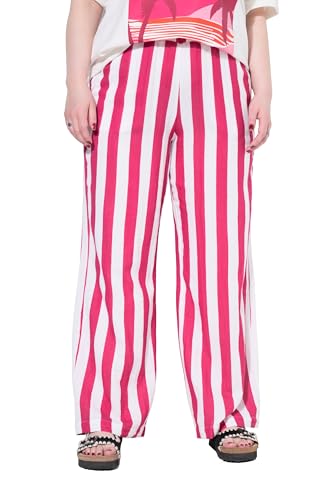 Studio Untold Damen große Größen Übergrößen Plus Size Musselin-Hose, Wide Legs, Streifen, Elastikbund pink 44 840474520-44 von Studio Untold