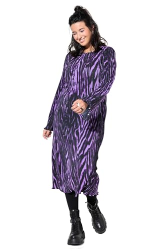 Studio Untold Damen große Größen Übergrößen Plus Size Plissee-Midikleid, Slim Shape, Alloverprint, Langarm dunkel lila 46+ 834706834-46+ von Studio Untold
