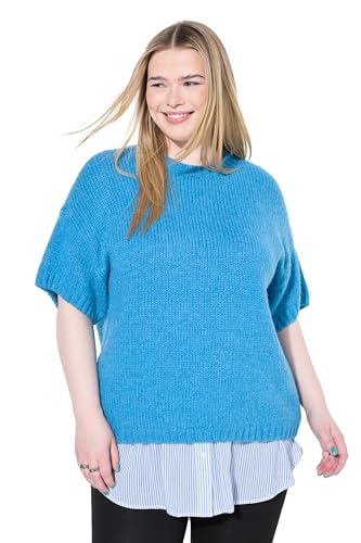 Studio Untold Damen große Größen Übergrößen Plus Size Pullover, Oversize Shape, Fancy-Strick, Halbarm türkisblau 46+ 840722750-46+ von Studio Untold