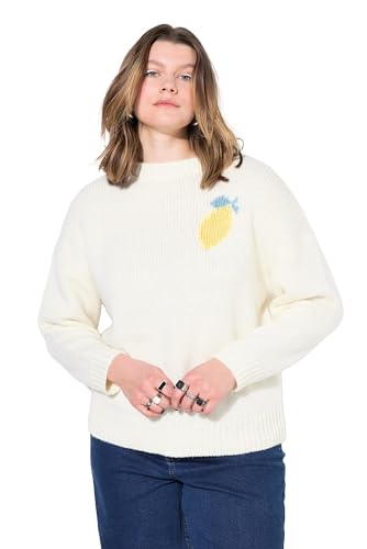 Studio Untold Damen große Größen Übergrößen Plus Size Pullover, Oversize Shape, Zitronen-Motiv auf dem Rücken Offwhite 42+ 839796200-42+ von Studio Untold