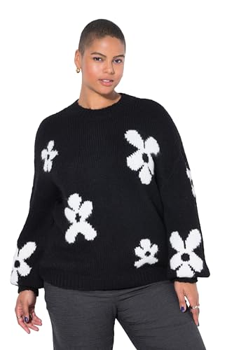 Studio Untold Damen große Größen Übergrößen Plus Size Pullover, Oversized, Fancystrick, Flowers schwarz 46+ 843471100-46+ von Studio Untold