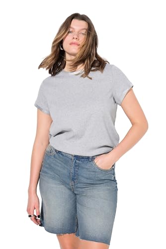 Studio Untold Damen große Größen Übergrößen Plus Size Rippshirt, Classic Shape, Silverprint-Bündchen grau Melange 58+ 839931123-58+ von Studio Untold
