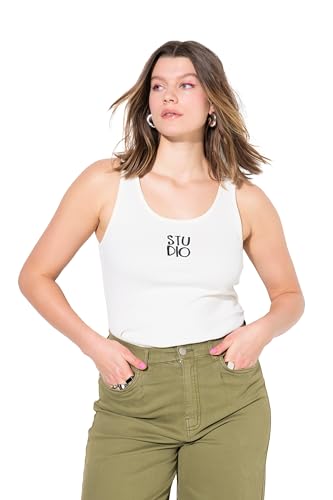 Studio Untold Damen große Größen Übergrößen Plus Size Ripptop, Slim Basic Shape, Studio-Stickerei Offwhite 42+ 839901200-42+ von Studio Untold