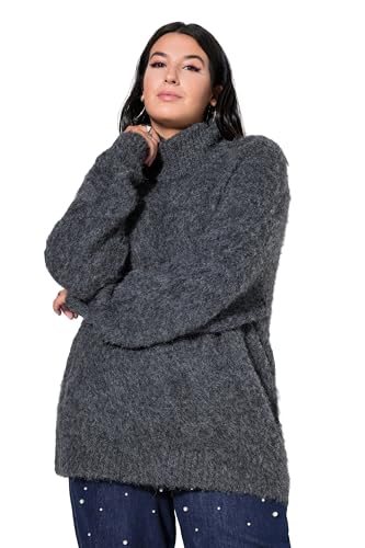 Studio Untold Damen große Größen Übergrößen Plus Size Rollkragenpullover, Oversized, Hairy-Strick dunkelgrau Melange 54+ 845690118-54+ von Studio Untold