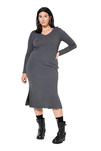 Studio Untold Damen große Größen Übergrößen Plus Size Schlauchkleid, Slim Shape, Rippjersey anthrazit 54+ 834053110-54+ von Studio Untold