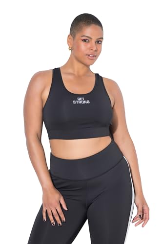 Studio Untold Damen große Größen Übergrößen Plus Size Sport-BH, GET Strong Statement, Racerback, Mesh-Futter, Softcups schwarz 54+ 842900100-54+ von Studio Untold